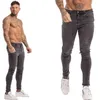 Erkekler için Gingto Jeans Elastik Bel Skinny Mens Streç Yırtık Streetwear Denim Mavi 211108