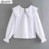 Spring Women Sweet Peter Pan Collar Agaric Lace Edge White Blouse Office Lady Bow Shirt Chic Chemise Tops LS7508 210420