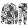 Mäns Tracksuits LCFA Svart Vit Zebra 3D Print Vinter Jackor Svar Sport Knapp T-shirt Byxor 2 Piece Outfits Tracksuit Män / Kvinnor Set