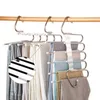 Cintre de rack de pantalon 5 en 1 pour organisateur de vêtements étagères multifonctions organisateur de rangement de placard en acier inoxydable cintre de pantalon magique 210702