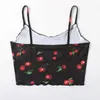 Sexig Svart Kvinnor Tank Top Ladies Cherry Print Ärmlös Pullover Vest Tank Crop Topps Shirts Camiseta Tirantes Mujer 210616