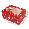 10pcs Noël Cookie Box Kraft Papier Candy Coffrets cadeaux Sacs Emballage alimentaire Boîte de Noël Fête Enfants Cadeau Année Navidad Décor 211216