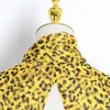 Leopard Weibliche Kleider Für Frauen Off Schulter Flare Hülse Asymmetrischem Saum Backless Rüschen Kleid Vintage 210520