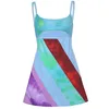 HEYounGIRL Patchwork Sleeveless Strap A Line Mini Dress Hollow Out Backless 90s Fashion Short Dresse Summer Party 220308