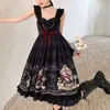 Wiktoriańska vintage Lolita Dress Nightingale i Rose Black Gothic Dark Princess Party Srabia Sukienki bez rękawów Vestidos 2106027481165