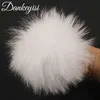 Dankeyisi lyxig fluffig raccoon päls pompom boll nyckelring äkta päls pom pompom mink päls pompon för hattar väskor skor tillbehör y21111