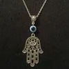 Pendentif colliers Hamesh main collier bleu alliage chaîne tour de cou amulette bijoux juifs pour femmes hommes accessoires cadeau