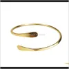 Bracelets bracelets bijoux livraison de gouttes 2021 MyLongingCharm 10pcs lot vierge en laiton lisse du bracelet d'empilement ovale bracelet ouvert bracelet f332m