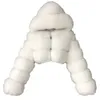 Abrigos de alta calidad cortos cortados cortos y chaquetas de chaquetas esponjosas esponjosas con capucha con capucha chaqueta de invierno hembra # T2G 211220