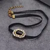 Big Letter Black Rope Chains Necklaces With Box Diamond Bling Charm Personality Jewelry Hip Hop Punk Unisex Necklace