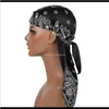 Bandanas Wraps Hats, Scarves & Gloves Fashion Aessories Drop Delivery 2021 Printing Durags Long Tail Durag Bandana Turban Wigs Hip Hop Headwe