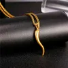 U7 Italian Horn Necklace Amulet Gold Color Stainless Steel Pendants & Chain For Men/Women Gift Hot Fashion Jewelry P1029 210331
