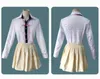 茅野県ナナミコスプレコスチュームDanganronpa 2バックパックヘッドウェアウィッグスクール制服日本のアニメハロウィーン用女性ガールY0913