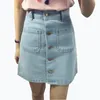 Skirts 2021 Fashion A-Line Korean Mini Jeans Skirt Thin Single Breast Button Slim Waist Denim Summer Sexy Women