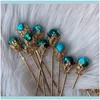 Headbands Jewelry1Pcs Blue Claw Direct Pearl Plate Pin Red White Bridal Headdress Hair Sticks Jewelry Ornaments Chinese Ancient Style Drop D