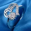 Eheringe 2021 Fashion Heart Love Mom Stone Ring für Frauen Schmuck Geburtstag Mutter Day Geschenk