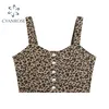 Summer Femme Léopard Print Denim Top Sexy All-Match Party Clubwear Night Vest Gilet Femme E-Girl Bar Butons Camisole 210515