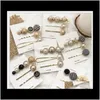 & Barrettes Jewelry Jewelry Korea Chic Alloy Metal Clips Pearls Hairpins Geometric Flower Barrett Women Hair Aessories Gold Color Hairgrip Ps