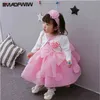 2021 Spring Summer New Baby Cotton Hundred Days Infant Dress For 0-3 Years Princess Children Girl Clothing Color Pink G1129