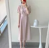 zomer mode casual korte mouw dres plaid vintage Koreaanse stijl losse alles-match casual jurk 210531