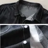 Bahar erkek Iş Rahat Denim Gömlek Klasik Çift Cep Uzun Kollu Gömlek Erkek Moda Tüm Maç Kovboy Slim Top 210531
