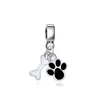 Past Pandora Armbanden 20 stks Hond Paw Print Sleutelhanger Emaille Dangle Hanger Charms Kralen Zilveren Charms Kraal Voor Vrouwen DIY European Ketting Sieraden