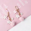 Fashion Trendy Keychain Ribbon Flower Keyring For Men Women Jewelry Pink Flower Cute Bag Car Key Holder Gifts