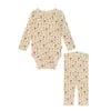 Neonato neonato ragazza vestiti pagliaccetto stampa fungo manica lunga + pantaloni e cappello set completo in cotone comfort