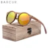 선글라스 Barcur 브랜드 디자인 손으로 만든 나무 패션 편광 된 여성 라운드 태양 안경 UV400 보호