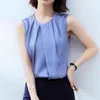 Été Satin Gilet O Cou Sans Manches T-Shirt Femmes Lâche Élégant Bureau Dames Solide Tops Chemises Plus La Taille Camisoles 210601