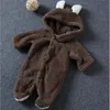 Baby romer vinter kostym pojkar kläder korall fleece varma tjejer kläder djur övergripande rompers jumpsuit 0191