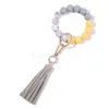 Keychain Tassel 구슬 스트링 체인 파티 선호 음식 등급 실리콘 구슬 브레이슬릿 여자 소녀 키 링 손목 스트랩 팔찌 키 체인 DB836