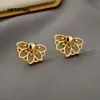 Stud Lotus Flower Gold Earrings For Women Stainless Steel 2021 Trend Trinket Fashion Jewelry Wedding Party Gifts