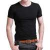 T-shirt stretch lycra strakke tees slanke camisetas mannen t-shirt leisure zomer o-hals korte mouwen katoenen heren zwart wit 210726