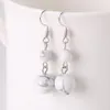 Mix color 6mm+10mm Earrings for Women Natural Beads Stone Dangle Long Lady Earring Jewelry