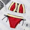 Retro mayo tüpü üst bikini altın baskı kadın mayo iç çamaşırı push up yastıklı kadın bikinis seti