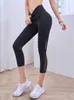 Elastic High Waist Sports Leggings Women Yoga Pants 3/4 Running Trouser Female Quick Dry Capris Crop Gym Leggings Fitness Tights 210929