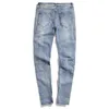 Jeans da uomo Lato uomo Cerniera a righe Designer INS Foro rotto elasticizzato Nero Blu Hip Hop Abbigliamento sportivo Pantaloni da jogging in vita elastica Pantaloni moda streetwear