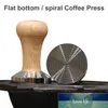 Pressa per caffè con manico in legno massello, pressa per caffè in acciaio inossidabile, spremiagrumi, base filettata