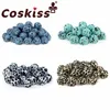 Coskiss 50pc 12 / 15mmシリコーンヒョウプリントビーズ食品グレードの丸い印刷Diy工芸品赤ちゃんの安全なガラガラビーズ211106