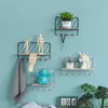 Nordic Simple Creative Iron Wall Holders Kökshylla Hem Väggdekoration Racks Hanger Keys Hooks Storage Rack Frame Organizer 210705