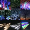 Strängar År 30/50cm Utomhus Vattentät Meteor Dusch Regn 8 Tubes LED-strängljus för trädträdgårdar Xmas bröllopsfest dekoration