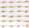 Wedding Rings Whole Lots Job 30Pcs Crystal Rhinestone Gold Plated Women Ring Engagement Party Gift Fashion Jewelry2826035