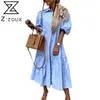 Vrouwen jurk zwart wit losse lange casual es lantern mouw grote zoom shefts es lente bohemien 210513