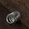 Äkta Solid 925 Sterling Silver Ring och Bangle Staplable 9 Cirklar Personliga Kvinnor Ringar Vackra fina Smycken