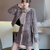 Autumn Winter Plaid Skirt Suit Woolen Two Piece Set Women Crop Top Tweed Jacket Coat + Mini 2 Conjuntos De Mujer 210514