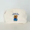 Ladies Plush Cosmetic Bag Cute Bear Portable Cases Toiletries Storage Bag Girl Large Capacity Embroidered Bags