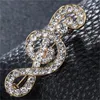 Ny designer musiknotning broscher halsduk stift glänsande kristall strass brosch för kvinnor bröllop brud broscher smycken gåva 1166 Q2