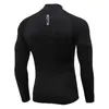 Camicia a maniche lunghe da palestra a compressione T-shirt da allenamento da uomo Bodybuilding Abbigliamento aderente Fitness T-shirt a collo alto sportivo da uomo 210421