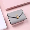 Women Solid Color Buckle Simple Wallet Fashion Money Bags Ladies Short PU Leather Card Holder Girls Student Small Clutch Purse